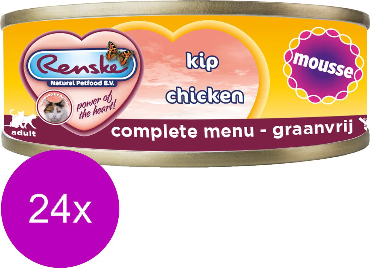 24x Renske Mousse Kattenvoer Nat Kip 70 gr