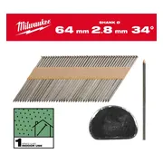 Milwaukee Nagels D-kop 34° 64mm | Gladde Schacht | Blank | VE=2200 - 4932492596