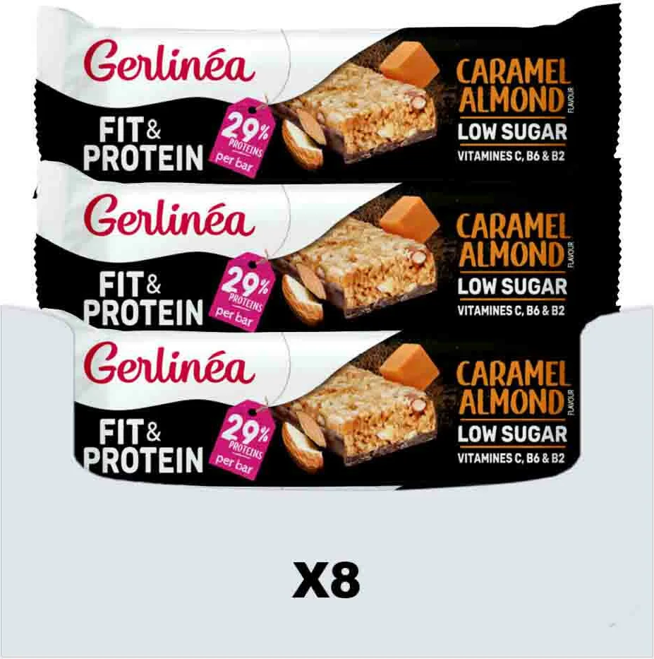 8x Gerlinea Fit & Protein Reep Caramel Almond 45 gr