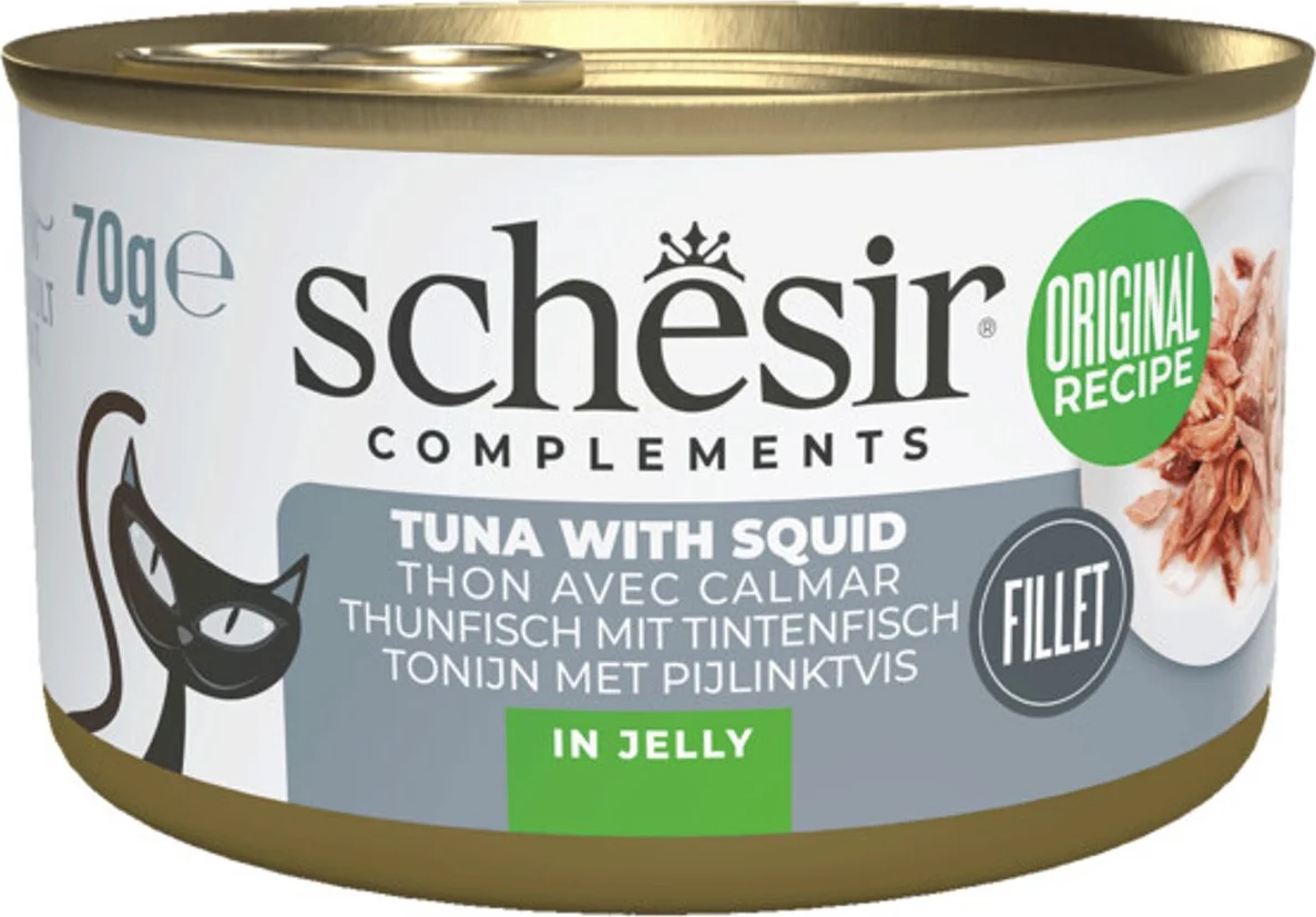 12x Schesir Complementary Kattenvoer Tonijn & Inktvis in Gelei 70 gr