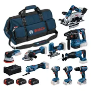 Bosch Professional Accu combiset 10-delig 18V 5.0Ah in tas - 0615A500EH