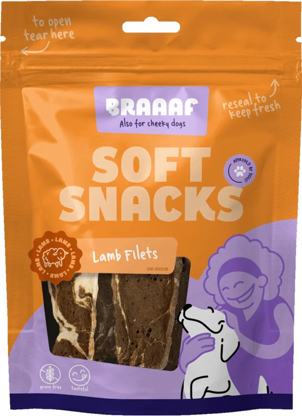 Braaaf Hondensnack Filet Lam Steak - Vis 85 gr
