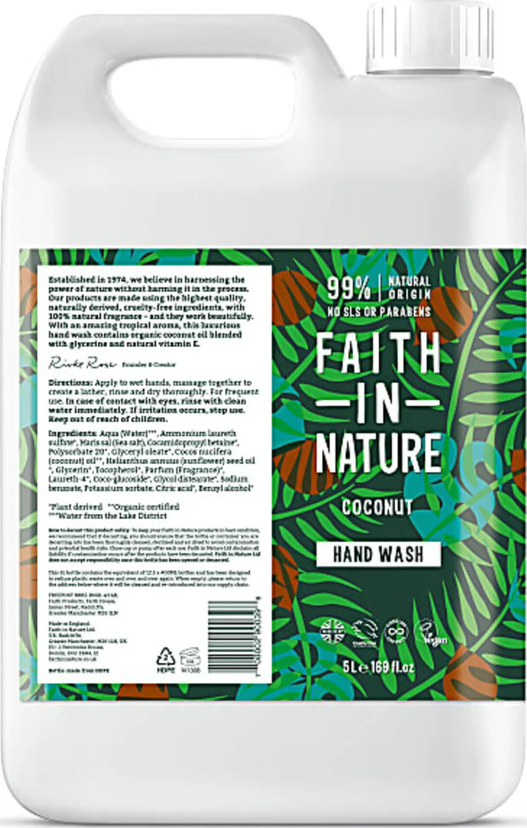 Faith in Nature Coconut Handzeep Navulverpakking 5LT