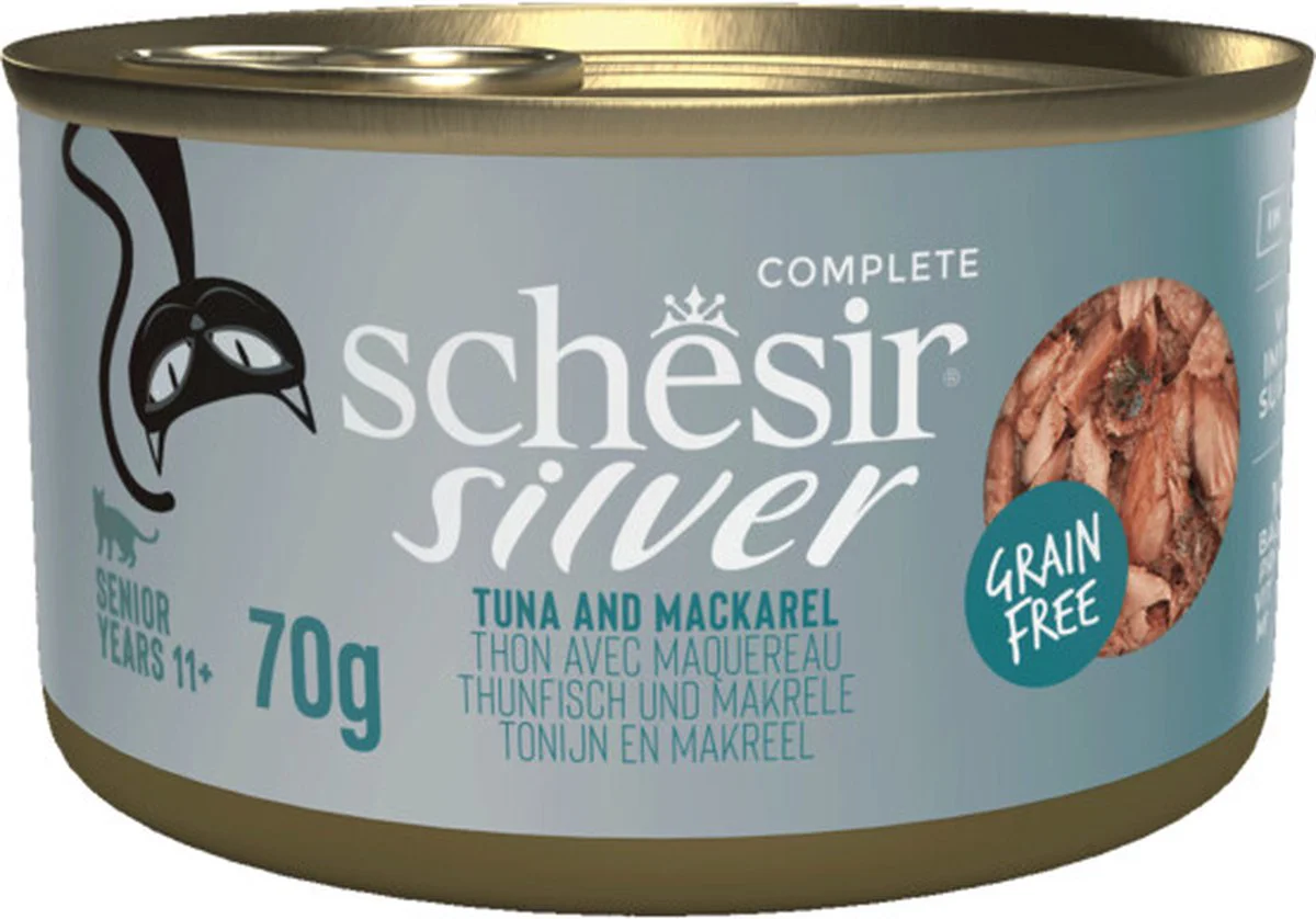 12x Schesir Silver Cat Bouillon Tonijn & Makreel 70 gr