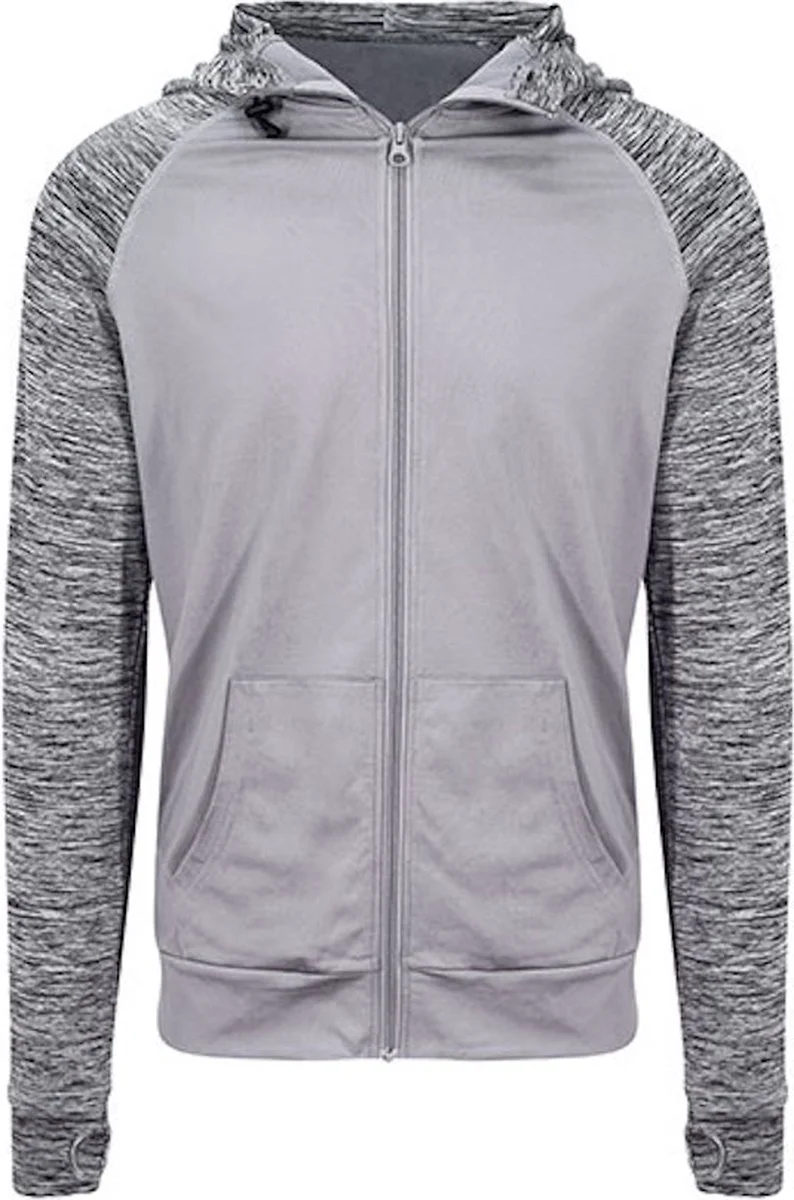 Sporthoodie heren 'Cool Contrast Zipped' met capuchon Grijs - M