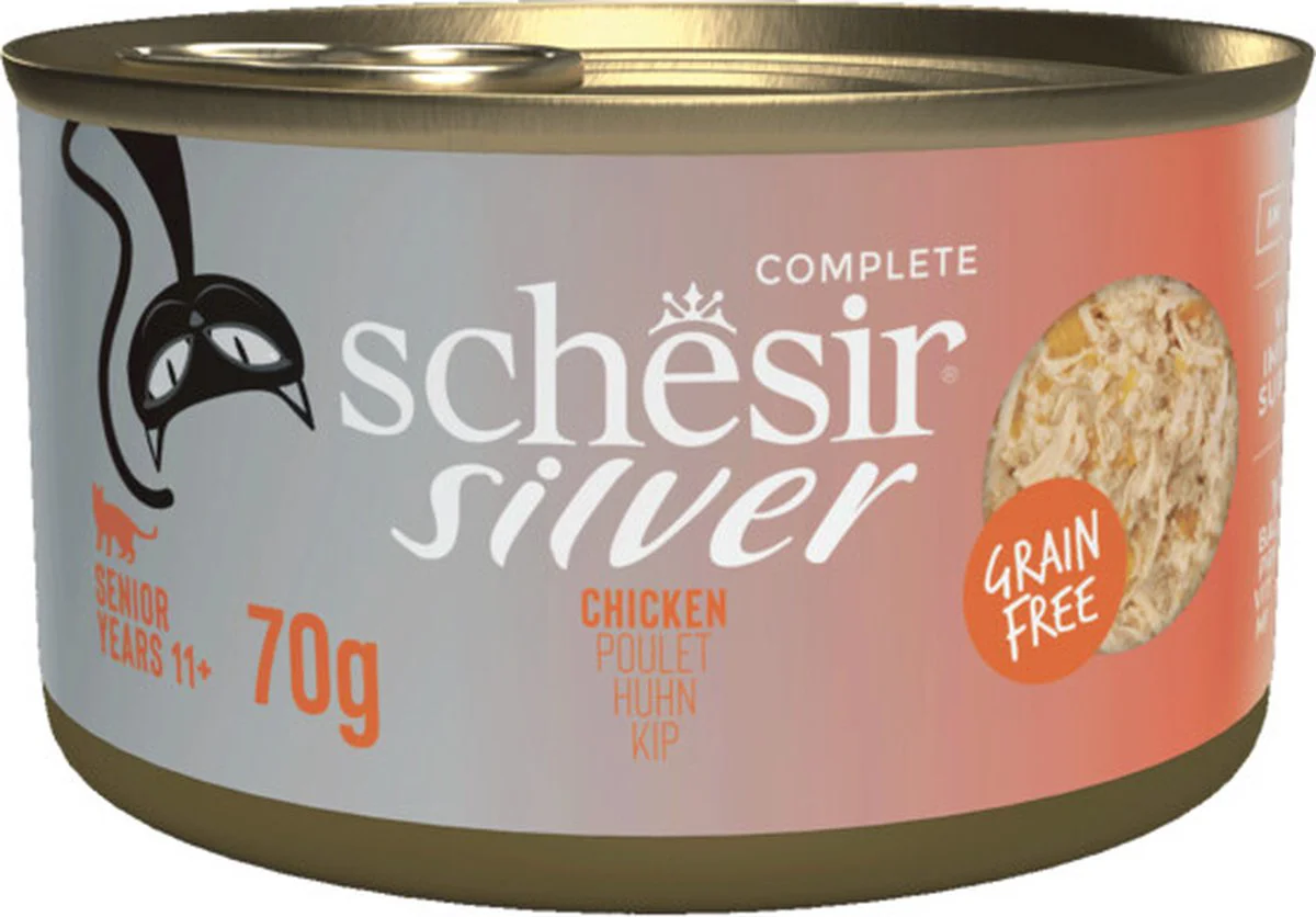 12x Schesir Silver Cat Bouillon Kip 70 gr
