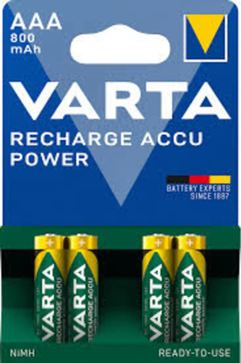 12x Varta Recharge Accu Power Oplaadbare Batterijen AAA 800mAh 4 stuks