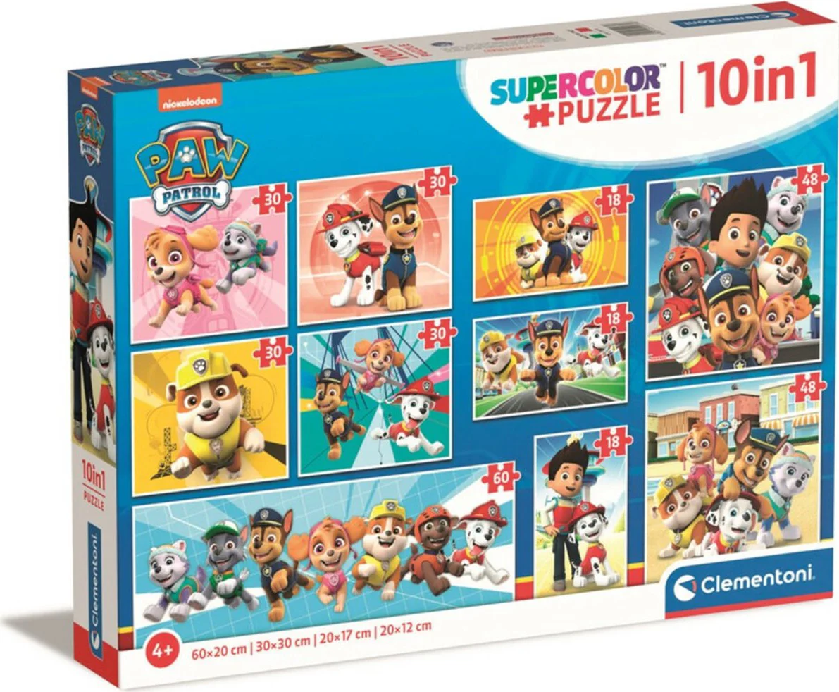 Clementoni - Puzzel - 10 Puzzels in 1 Doos - Paw Patrol - van 18 tot 60 stukjes - Puzzel Voor Kinderen - Vanaf 4 jaar