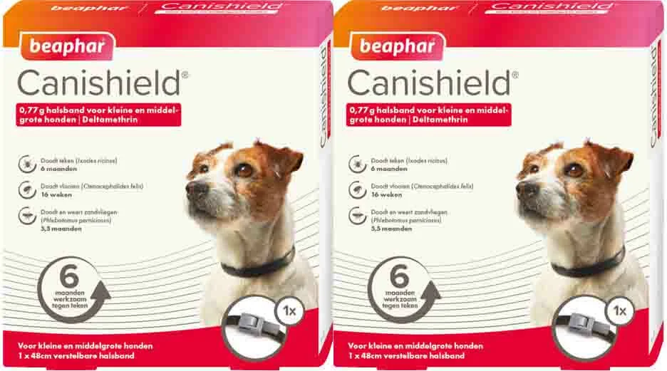 2x Beaphar Canishield Anti Vlooien en Tekenband Hond S - M 48 cm