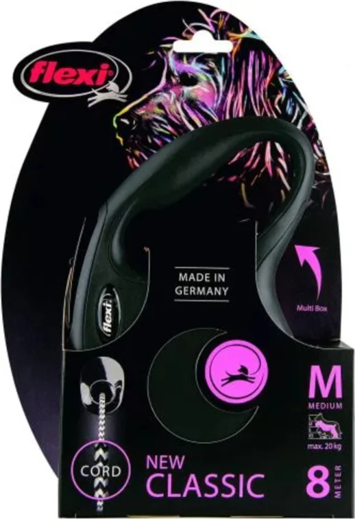 Flexi Rollijn Classic Koord 8 mtr tot 20 kg Zwart