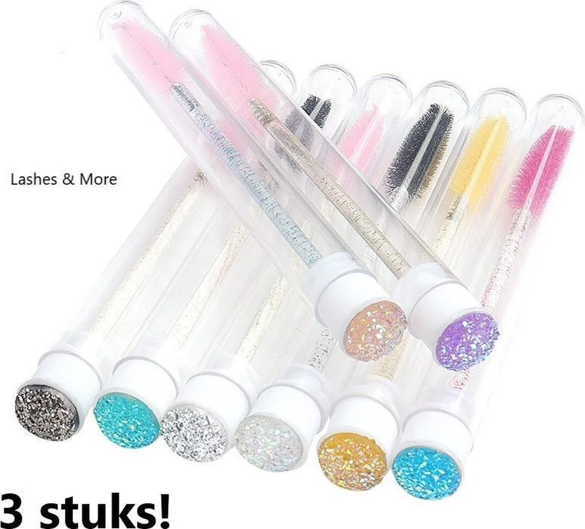 Wimperborstel in buis - 3 Stuks - 2 in 1 Wimper-mascara borstel in herbruikbare transparante buis - Houder voor wimper of mascara borstel - Lash brush in tube
