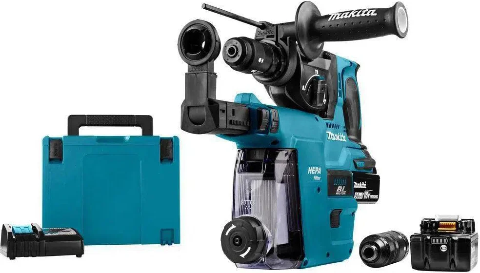 Makita DHR243RTJW Accu combihamer SDS-Plus 2,0J + snelwisselboorkop + stofafzuiging 18V 5.0Ah in Mbox