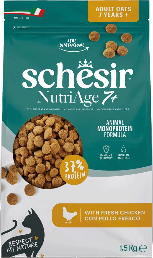 Schesir Monoproteïne Kattenvoer Droog Nutriage 7+ Kip 1,5 kg