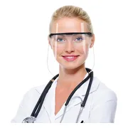 2 x Stuks Spatmasker - De Gelaatsscherm is voorzienvan van een Bril en verstelbare brilveren - Face shield - Beschermkap.