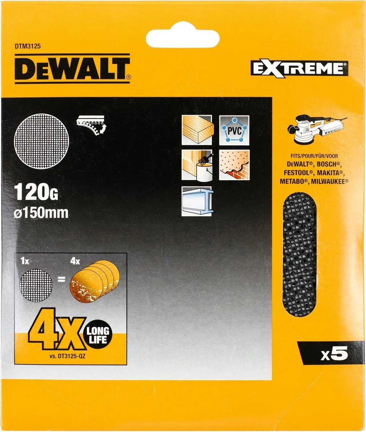 DeWALT DTM3125 Mesh Schuurgaas ø 150mm K120 VE=5