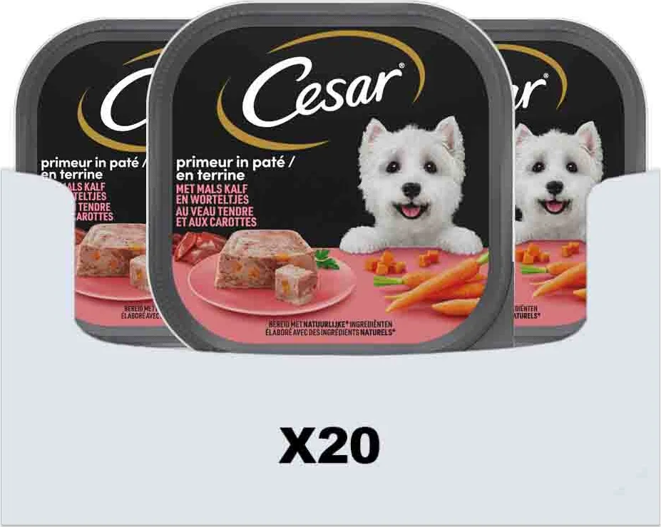 20x Cesar Hondenvoer Nat Primeur Kalf & Worteltjes 300 gr