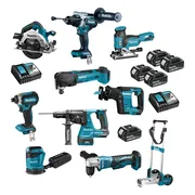 Makita DLX1036TJ2 Accu Combiset 10-delig met Trolley 18V 5.0Ah in Mbox