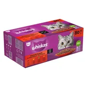 Whiskas 1+ Classic Kattenvoer Nat Maaltijdzakjes Multipack Selectie in Saus 80x85 gr