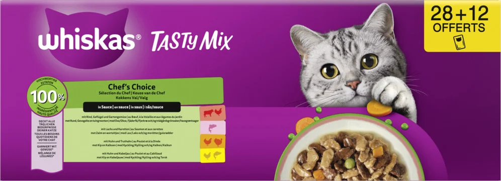 Whiskas Pouch adult 1+ Saus Vlees 40x85 gr
