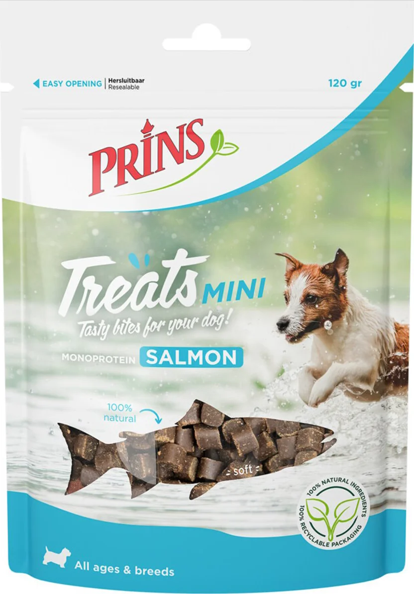 10x Prins Treats Mini Hondensnacks Zalm 120 gr