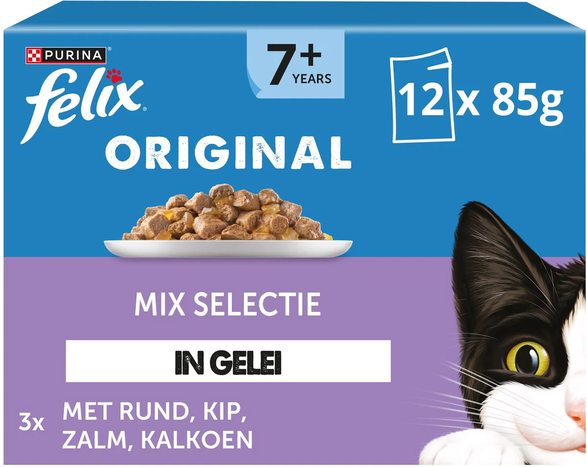 4x Felix Kattenvoer Nat in Gelei Original Mix Selectie 7+ 12 x 85 gr