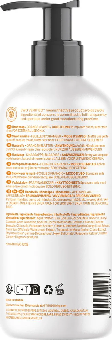Attitude Super Leaves Hand Soap Orange Leaves 473ML