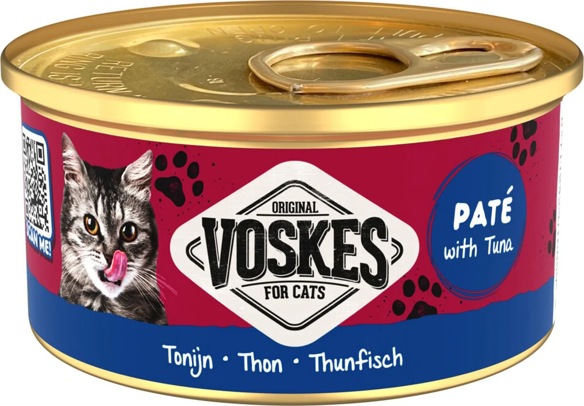24x Voskes Kattenvoer Nat Paté Tonijn 85 gr