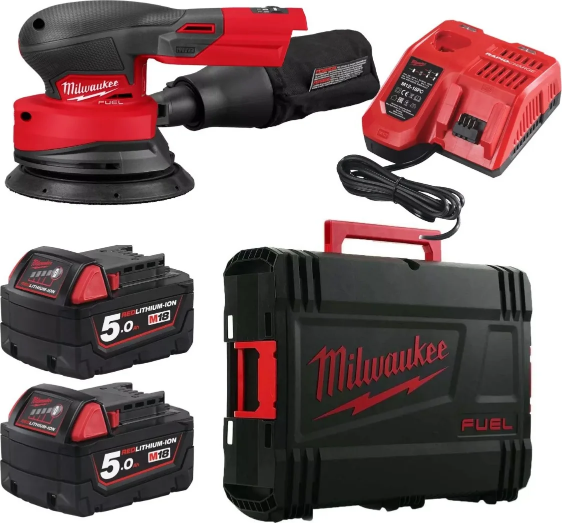 Milwaukee M18 FUEL™ FROS125-502X Accu excenterschuurmachine 125mm 18V 5.0Ah in HD-Box - 4933498254