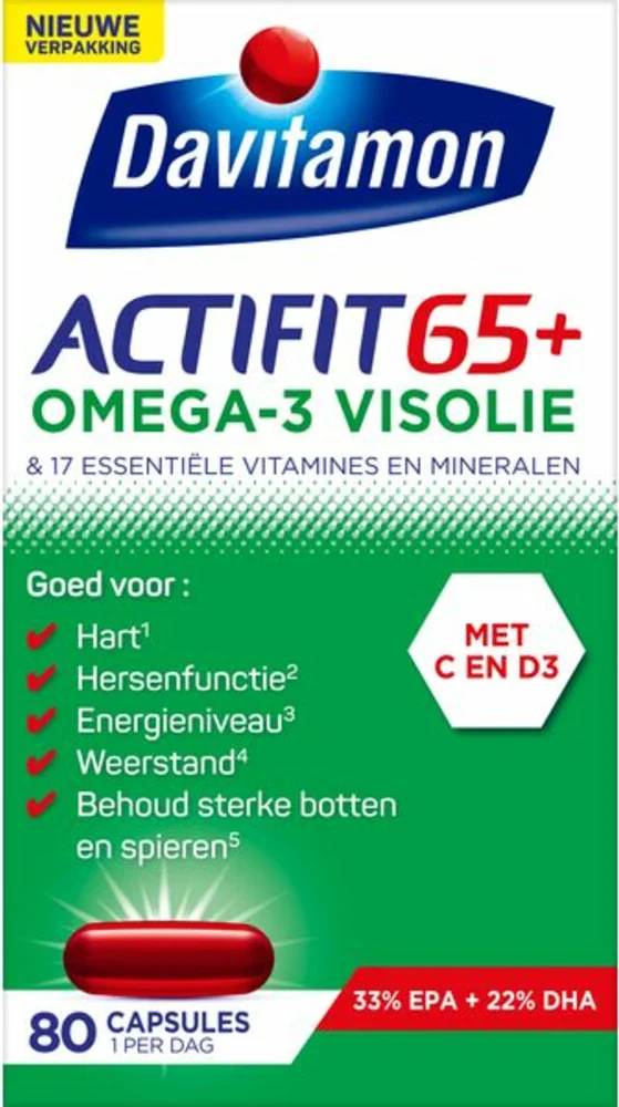 4x Davitamon Actifit 65+ Omega-3 Visolie 80 capsules
