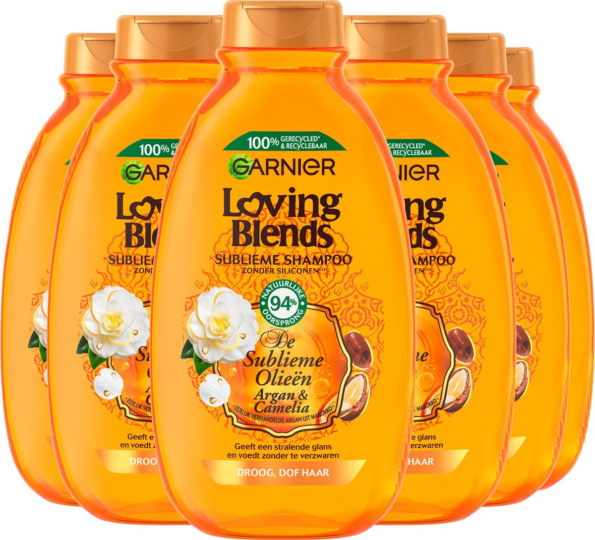 6x Garnier Loving Blends Argan- en Cameliaolie Shampoo 300 ml