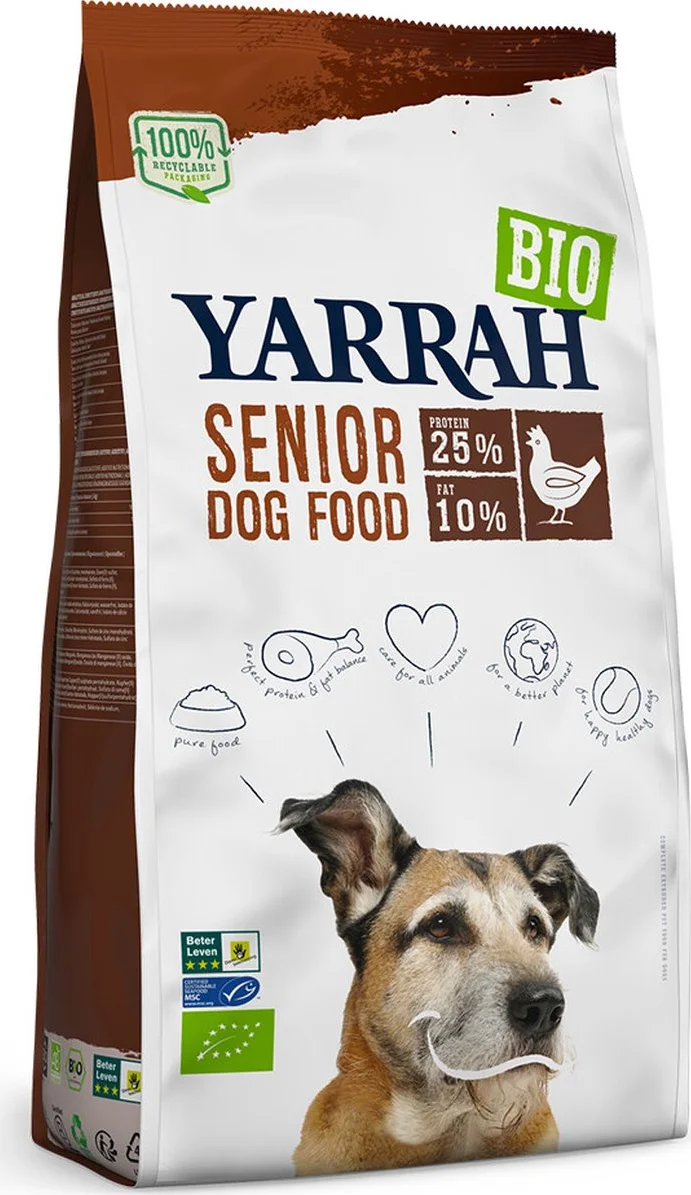 4x Yarrah Bio Hondenvoer Senior Kip 2 kg