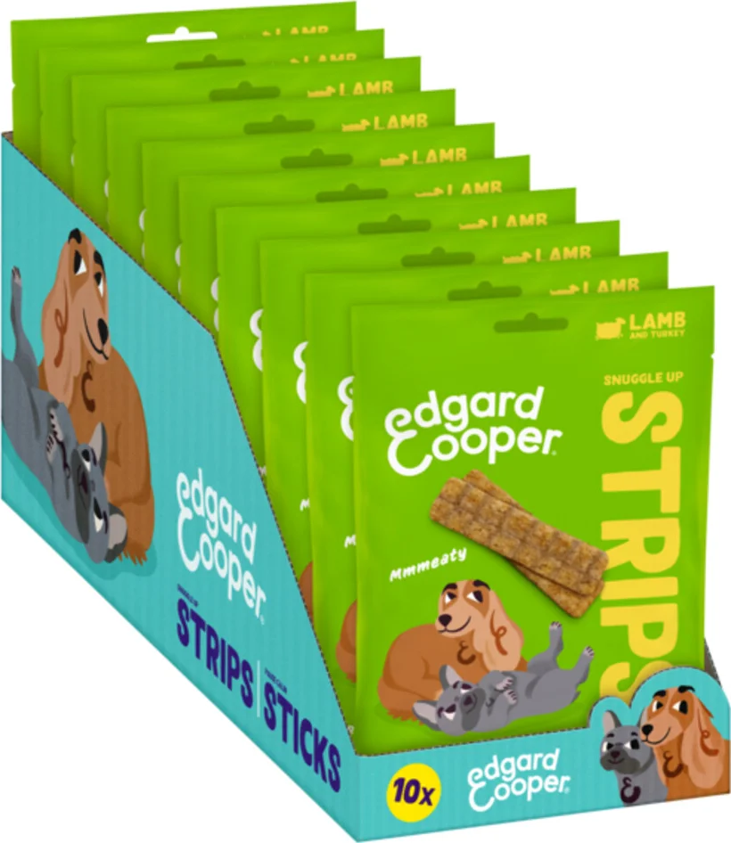 10x Edgard & Cooper Adult Strips Lam & Kalkoen 75 gr