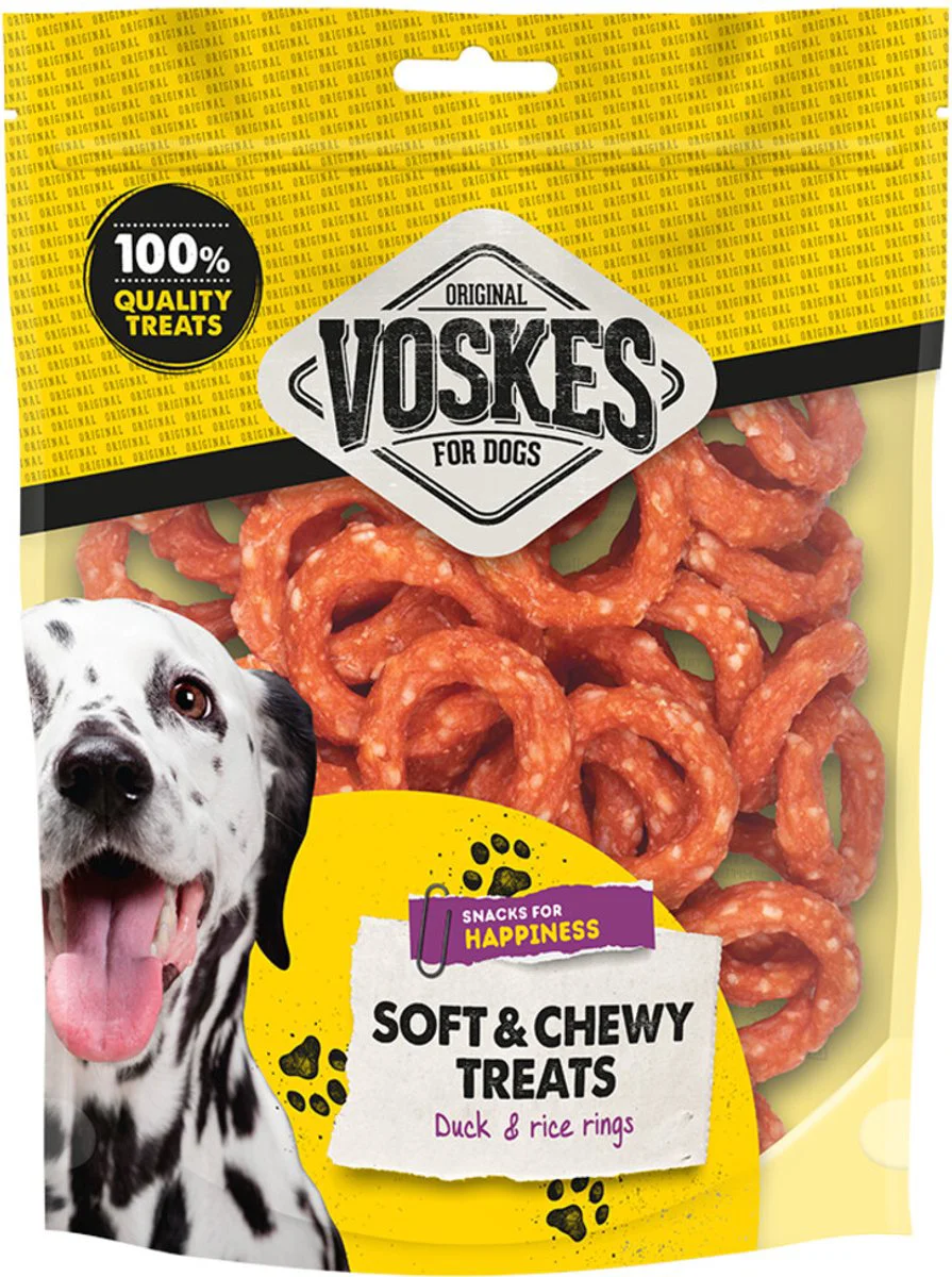 Voskes Hondensnack Ringen Eend & Rijst 400 gr