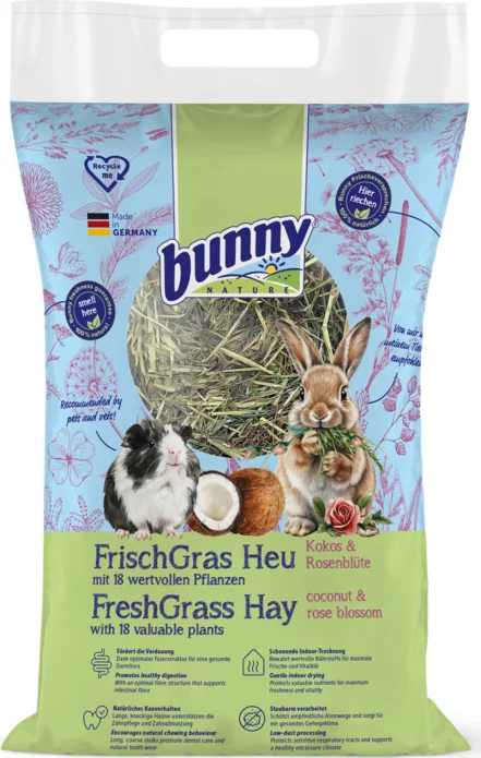 Bunny Nature Knaagdiervoer Vers Gras Hooi Kokos & Rozenbloesem 500 gr