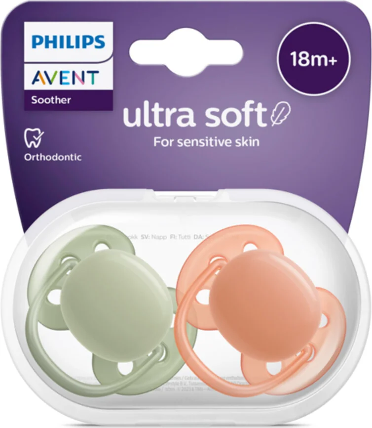 Philips Avent Fopspeen Ultra Soft Fopspeen 18+ mnd Groen Oranje 2 stuks
