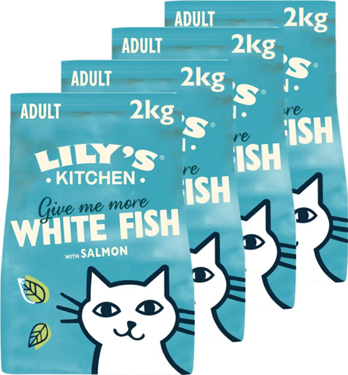 4x Lily's Kitchen Kattenvoer Droog Adult Witvis & Zalm 2 kg