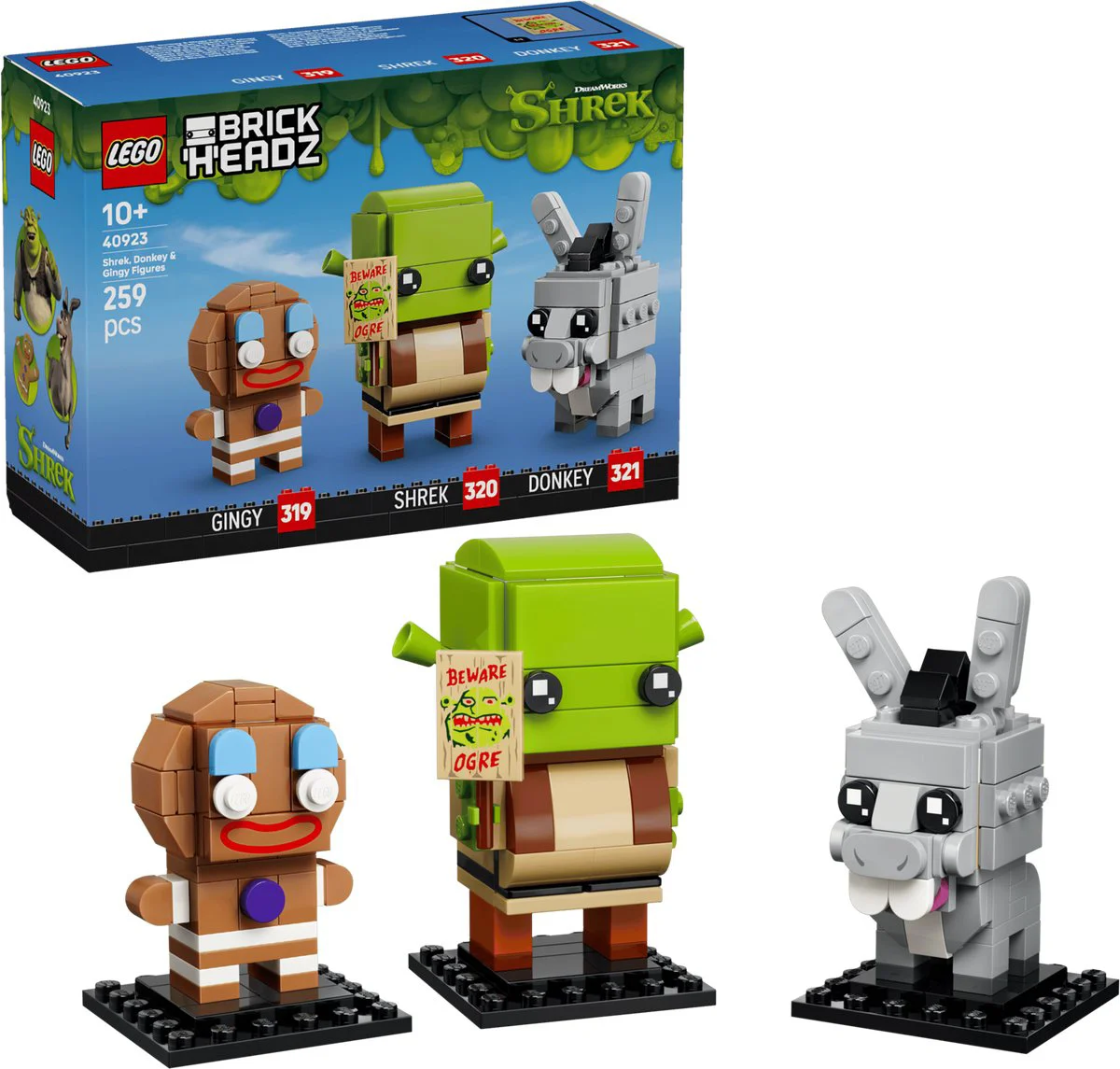 LEGO BrickHeadz Shrek, Ezel en Peper figuren 40923