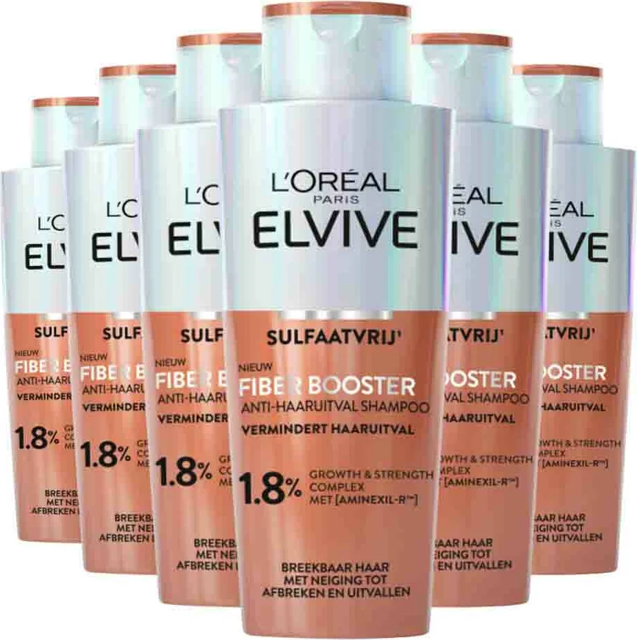 6x L'Oréal Elvive Fiber Booster Anti-Haaruitval Shampoo 200 ml