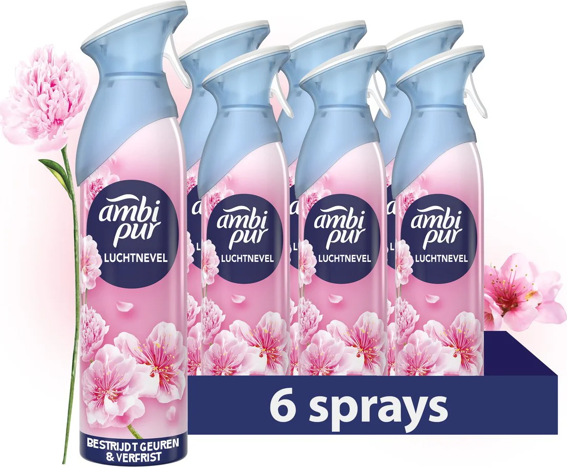 6x Ambi Pur Air Effects Luchtverfrisser Spray Vleugje Bloesem 185 ml