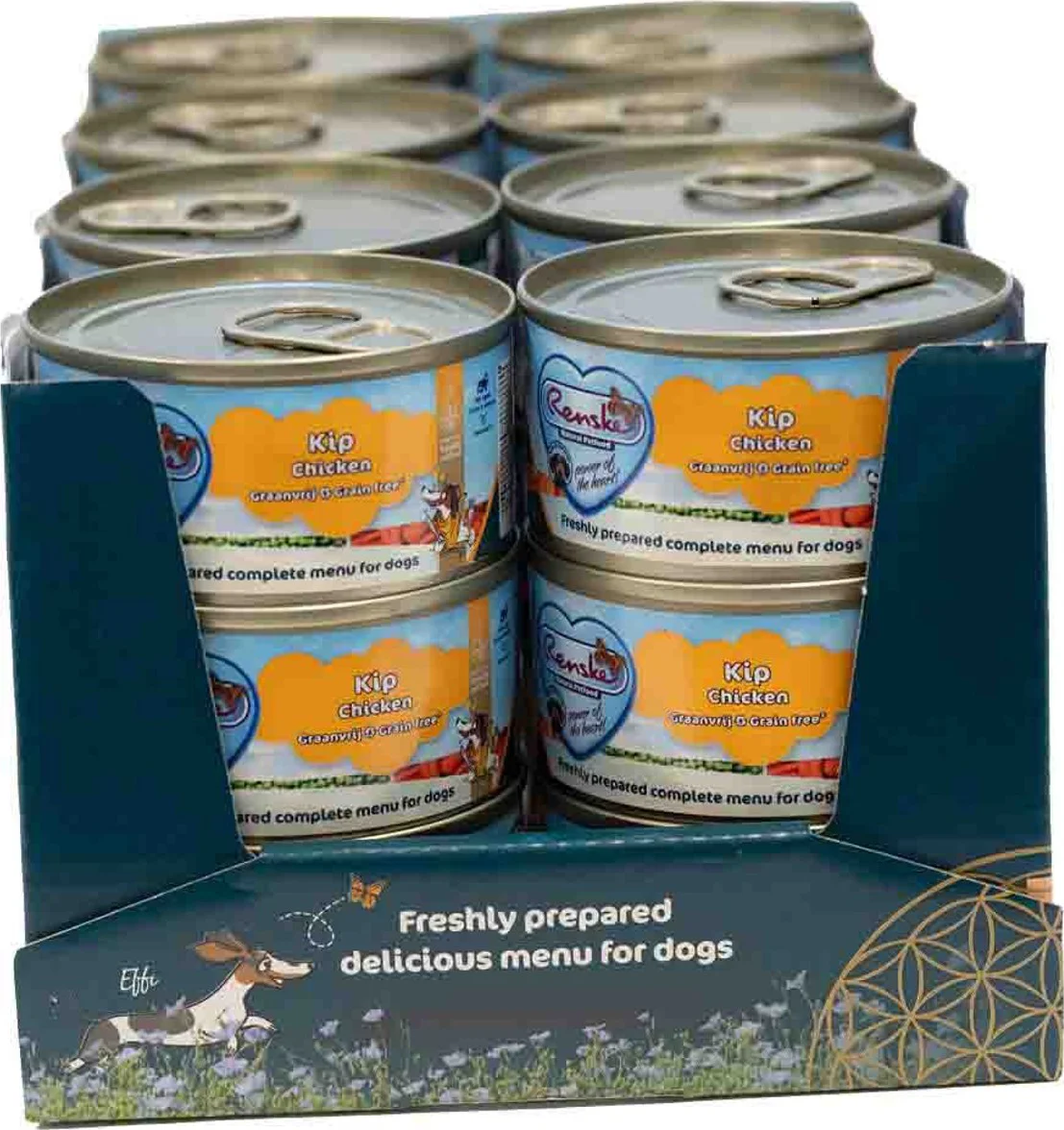 24x Renske Vers Gestoomd Complete Menu Hondenvoer Nat Kip Graanvrij 95 gr