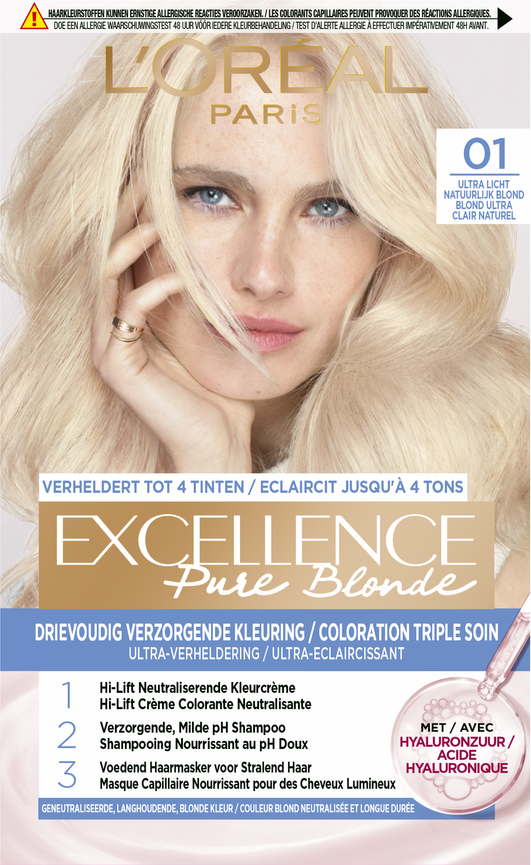 L'Oréal Excellence Pure Blonde Permanente Haarkleuring 01 Ultra Licht Natuurlijk Blond