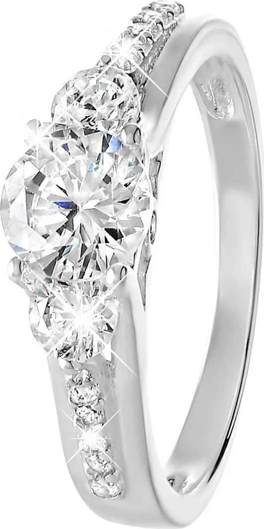 Lucardi Dames Ring met zirkonia - Ring - Cadeau - 925 Zilver - Zilverkleurig