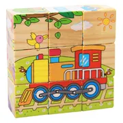 Houten Blokpuzzel Voertuigen Puzzel 9 St. 6in1