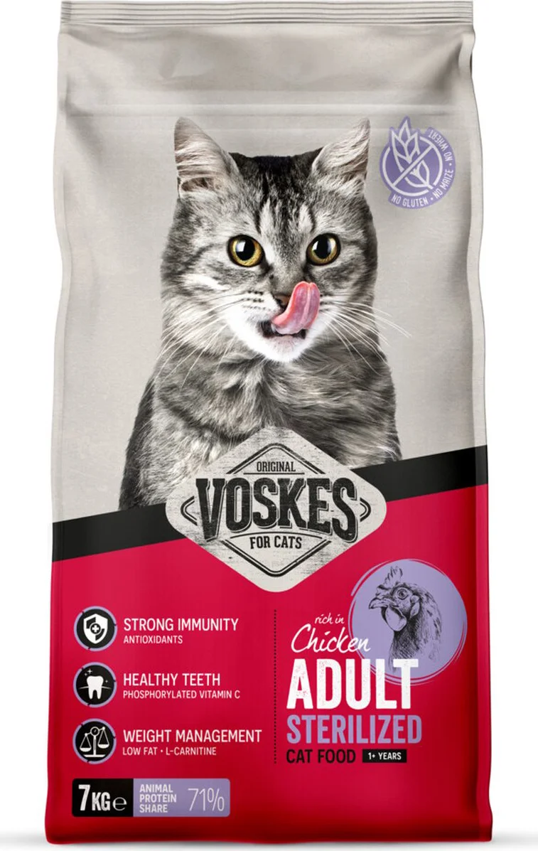 Voskes Kattenbrokken Sterilized Adult Kip 7 kg