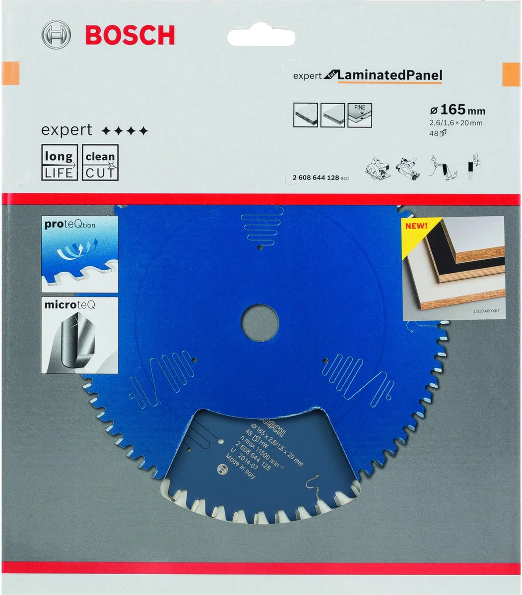 Bosch Professional Cirkelzaagblad EXPERT Laminated Panel | Ø 165 x 2,6 x 20mm 48T - 2608644128