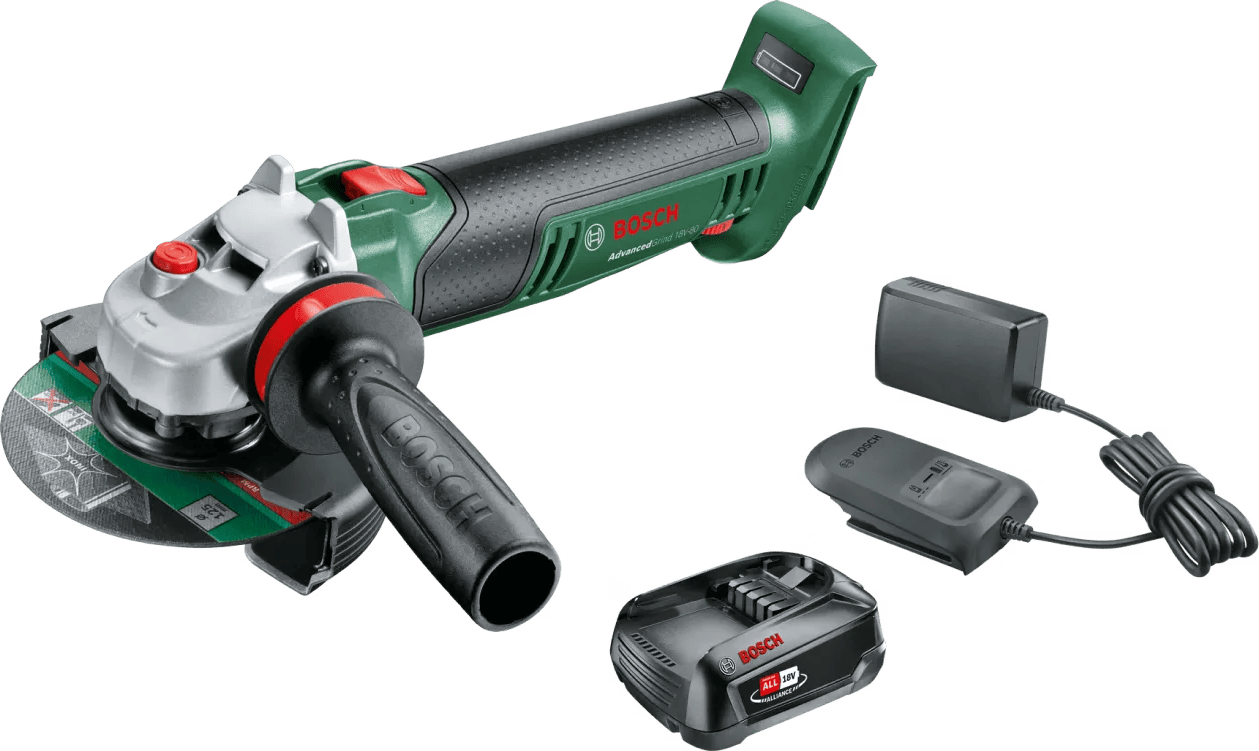 Bosch AdvancedGrind 18V-80 + POWER FOR ALL 18V 2,5 Ah Accu Set