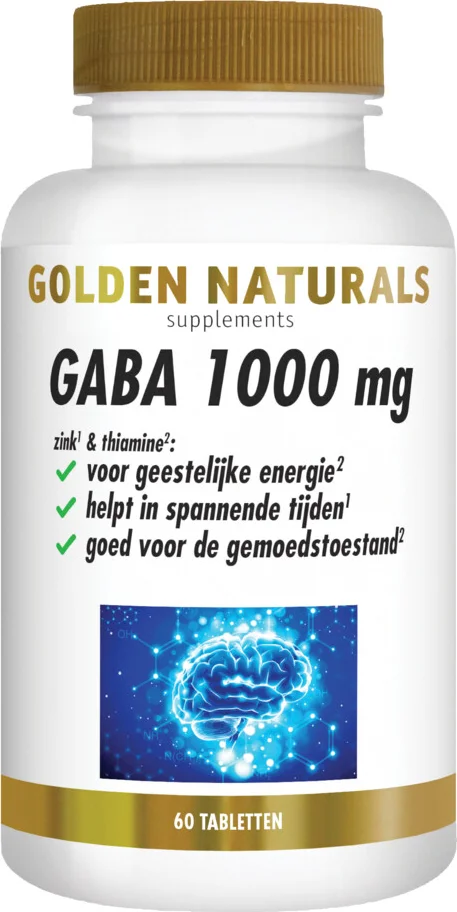 2x Golden Naturals GABA 1000mg vegan 60 tabletten