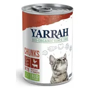 12x Yarrah Bio Kattenvoer Chunks Kip & Rund 405 gr