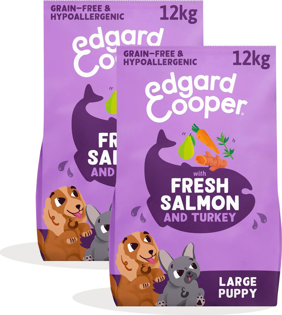 2x Edgard & Cooper Hondenvoer Droog Verse Zalm en Kalkoen Puppy 12 kg