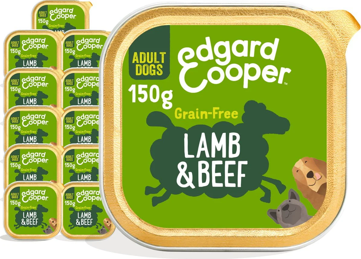 11x Edgard & Cooper Kuipje Vers Vlees Hondenvoer Lam - Rund 150 gr